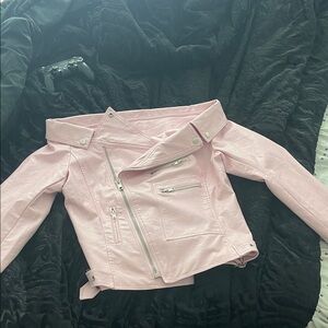 Pink Off-Shoulder Biker Jacket